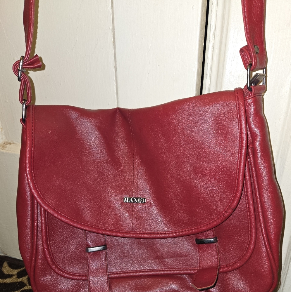 Mango Cherry Leather Shoulder Bag